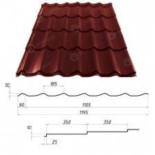 Металлочерепица Cталекс GRAND PE (полиэстер) Словакия 0,45 мм 350/15 Металлочерепица Cталекс GRAND PE (полиэстер) Словакия 0,45 мм 350/15