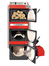 Купить Комбинированный котел Atmos DC 18SP для газификации древесины, гранул и экстра легких топливных масел
