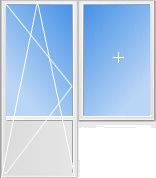 Купить Балконный блок (дверь 2100х700, окно 1400х1200) REHAU Euro 60 с однокамерным стеклопакетом фурнитур