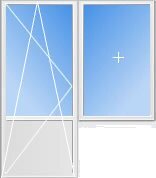 Купить Балконный блок (дверь 2100х700, окно 1400х1200) REHAU Euro 60 с однокамерным стеклопакетом фурнитура